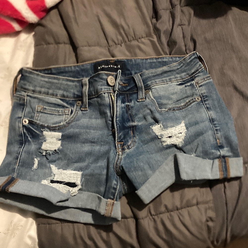 Abercrombie & Fitch Distressed Blue Jean Shorts